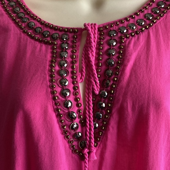 Michael Kors blouse/top size 2X pink with beads around neck. - Picture 2 of 7
